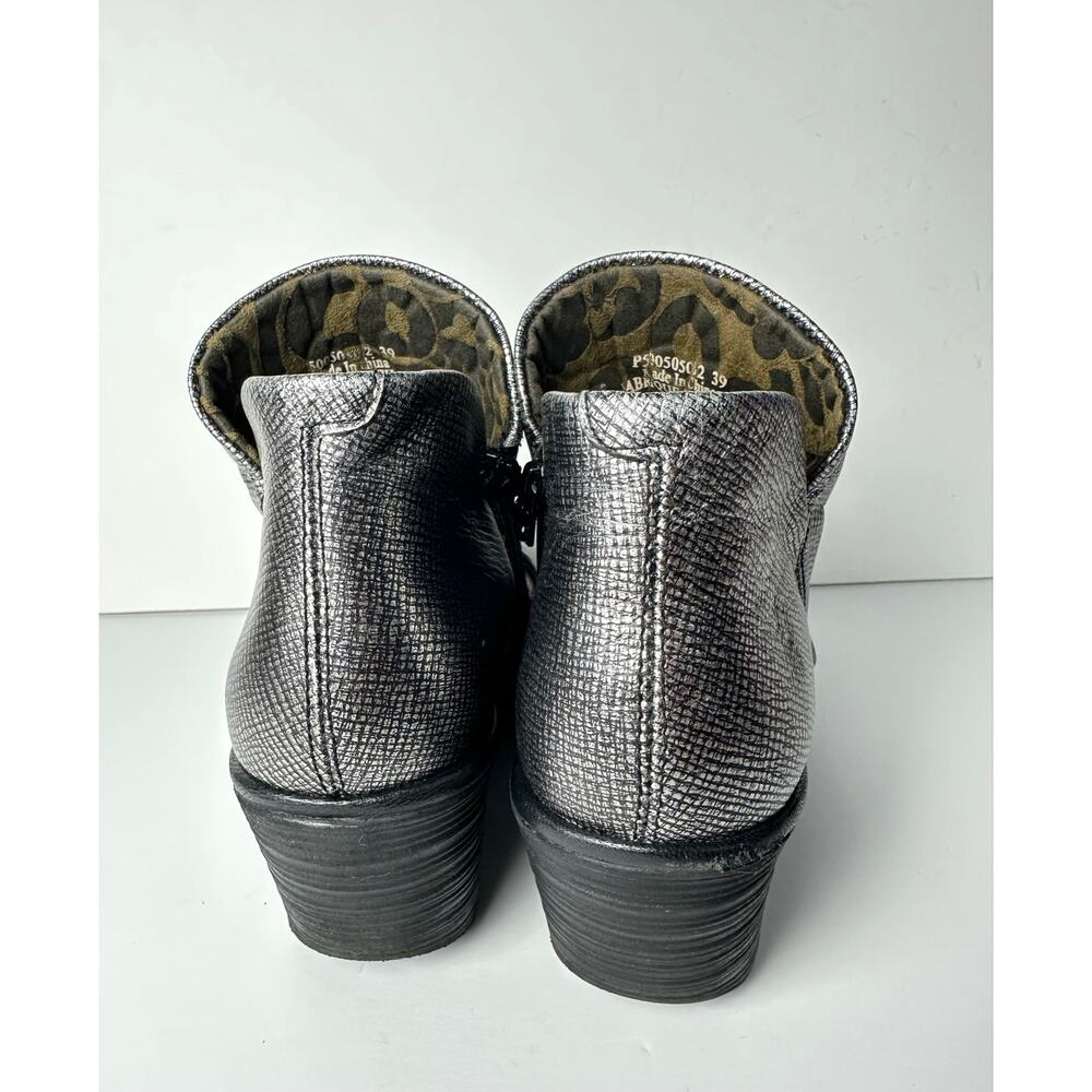 Fly London yip wedge ankle boots in metallic silver leather women's size 8 39 - Picture 8 of 10